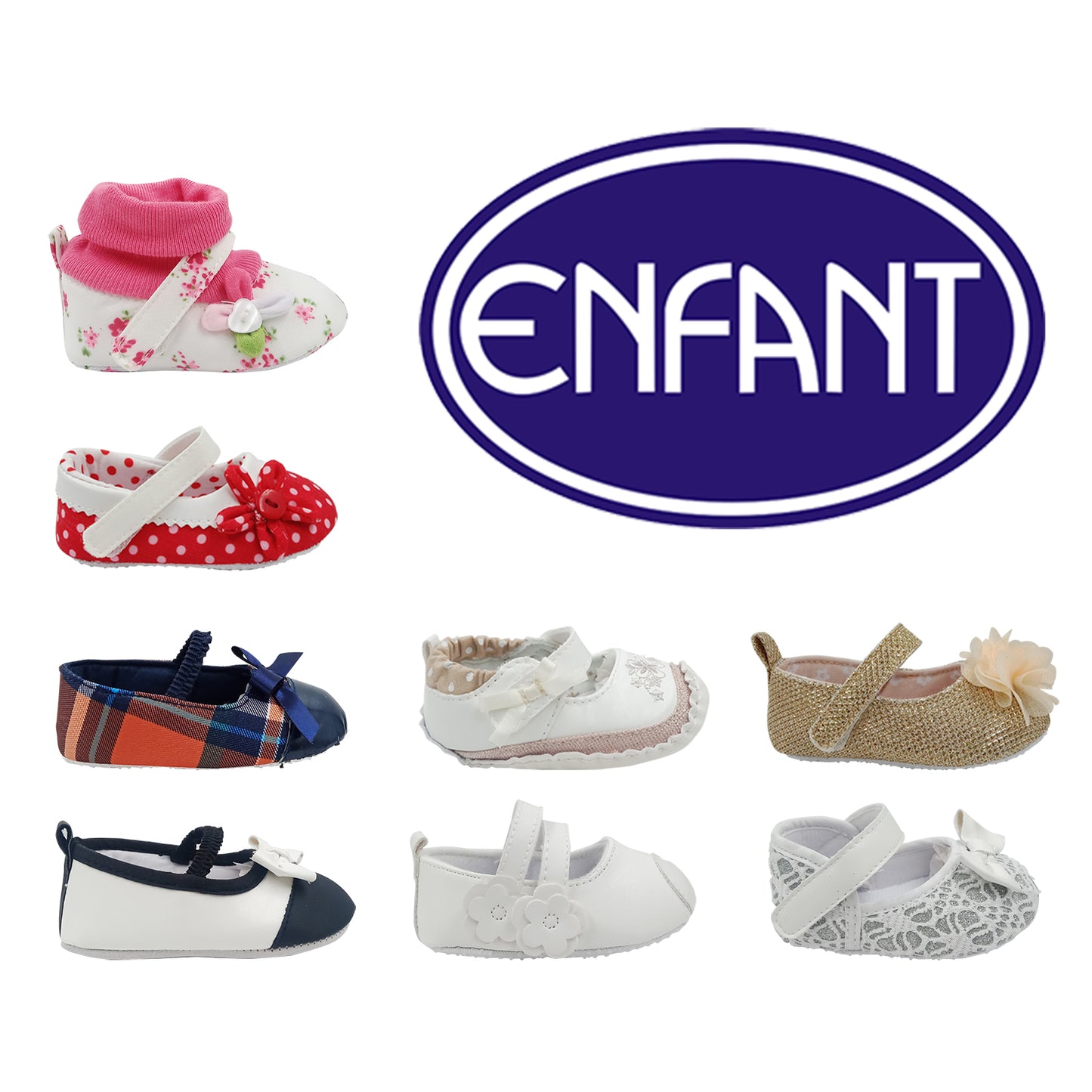 Enfant Baby Girl Shoes for 0-6/6-12/12-18 months