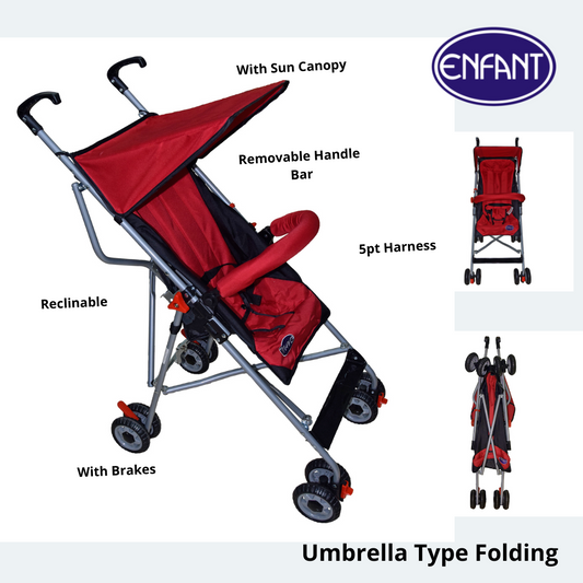 Enfant Lightweight Umbrella Buggy Stroller for Baby and Toddlers - Compact Fold - Girl, boy, unisex