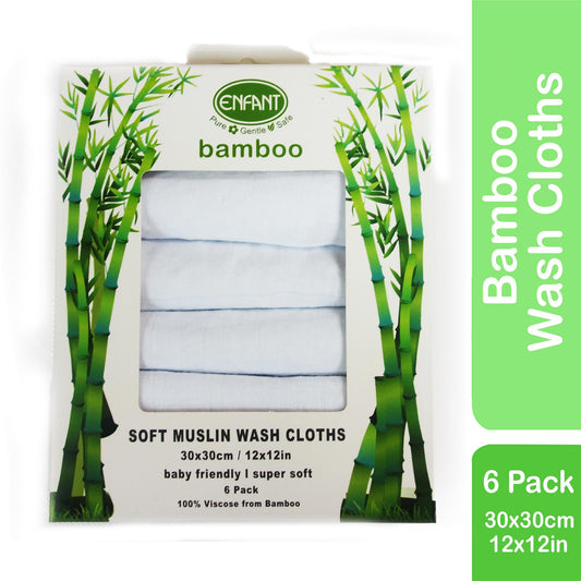 Enfant Bamboo Baby Soft Wash Cloth / Face Towel Set of 6