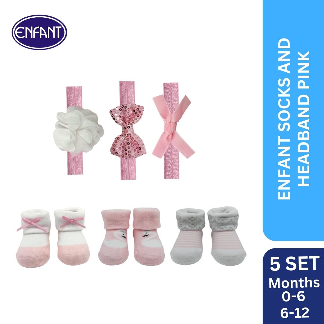 enfant baby socks and head band for baby girl ( 5 sets)