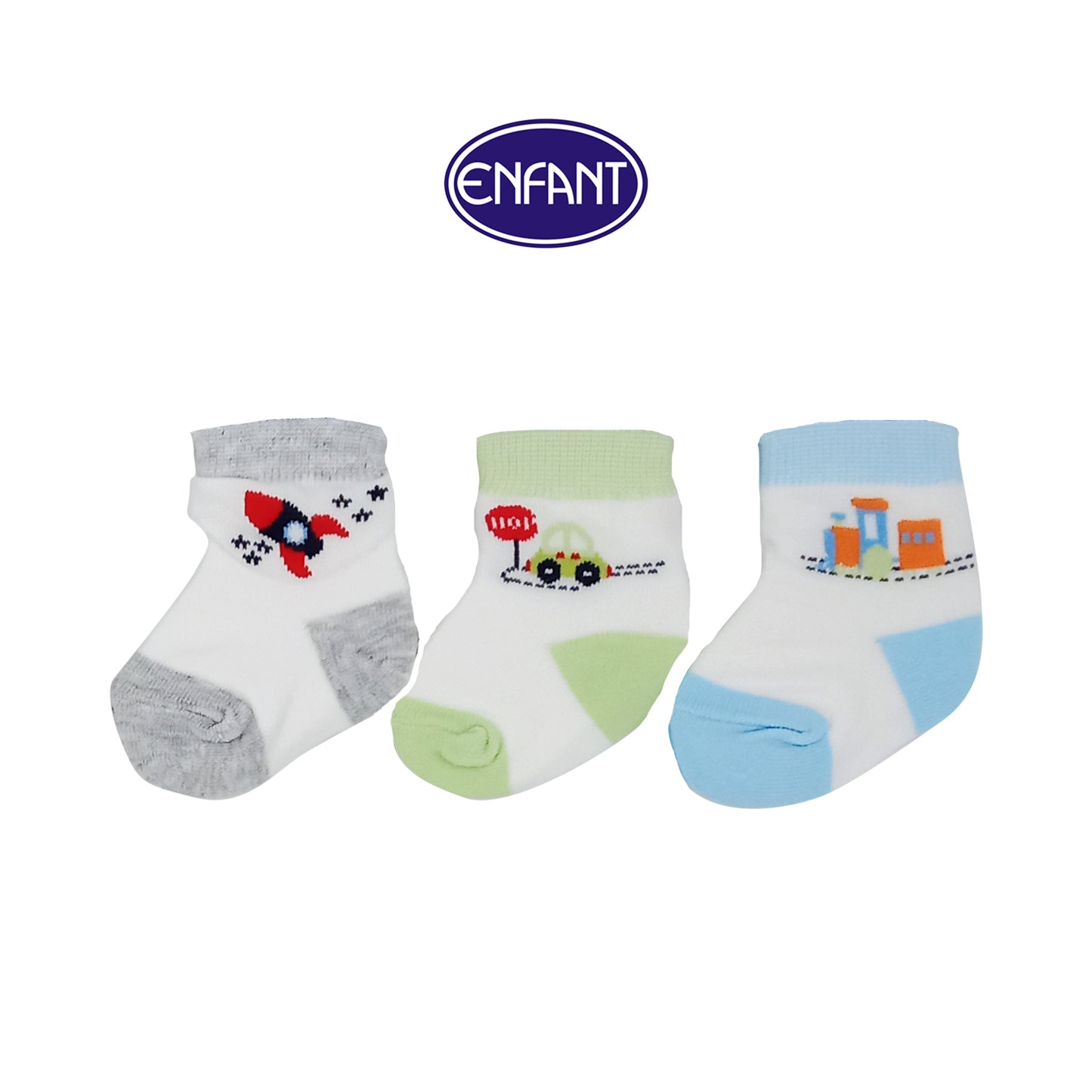 Enfant Baby Boys Socks for 0-6/6-12/12-24 months (3 PAIRS)