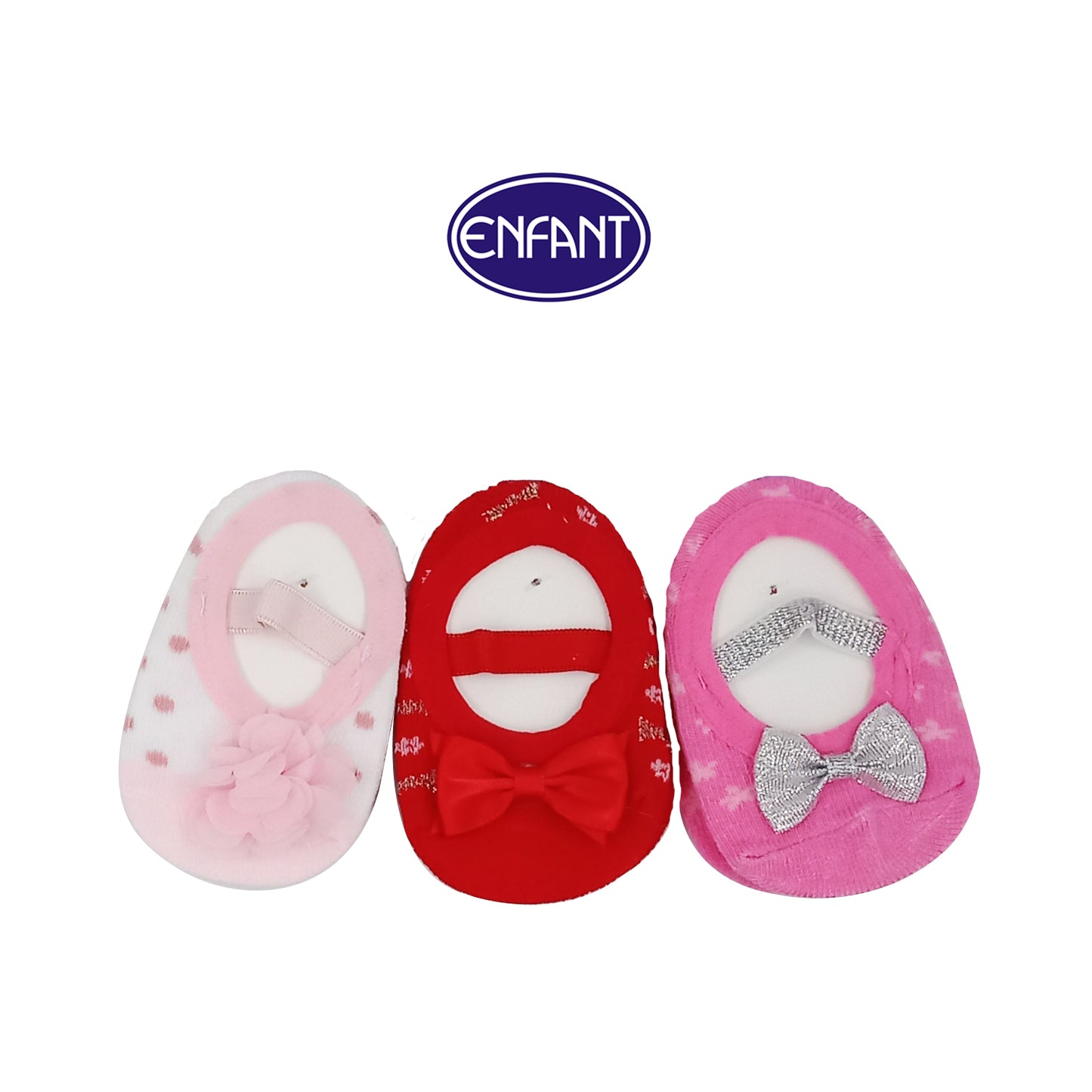 Enfant Newborn Baby Girl Socks with Anti Skid Dots for 0-6/6-12 months (3 PAIRS)