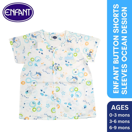 Enfant Button Shorts Sleeves Ocean Design - 2012