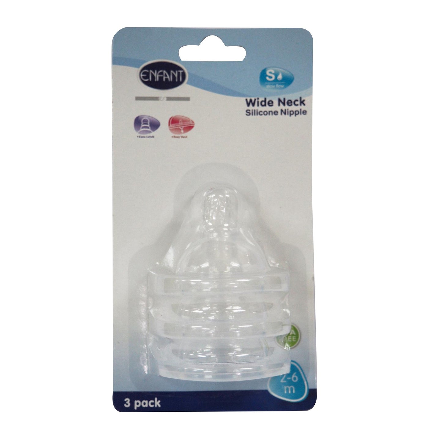 Enfant Baby Silicone Wide-Neck Nipple Pack of 3