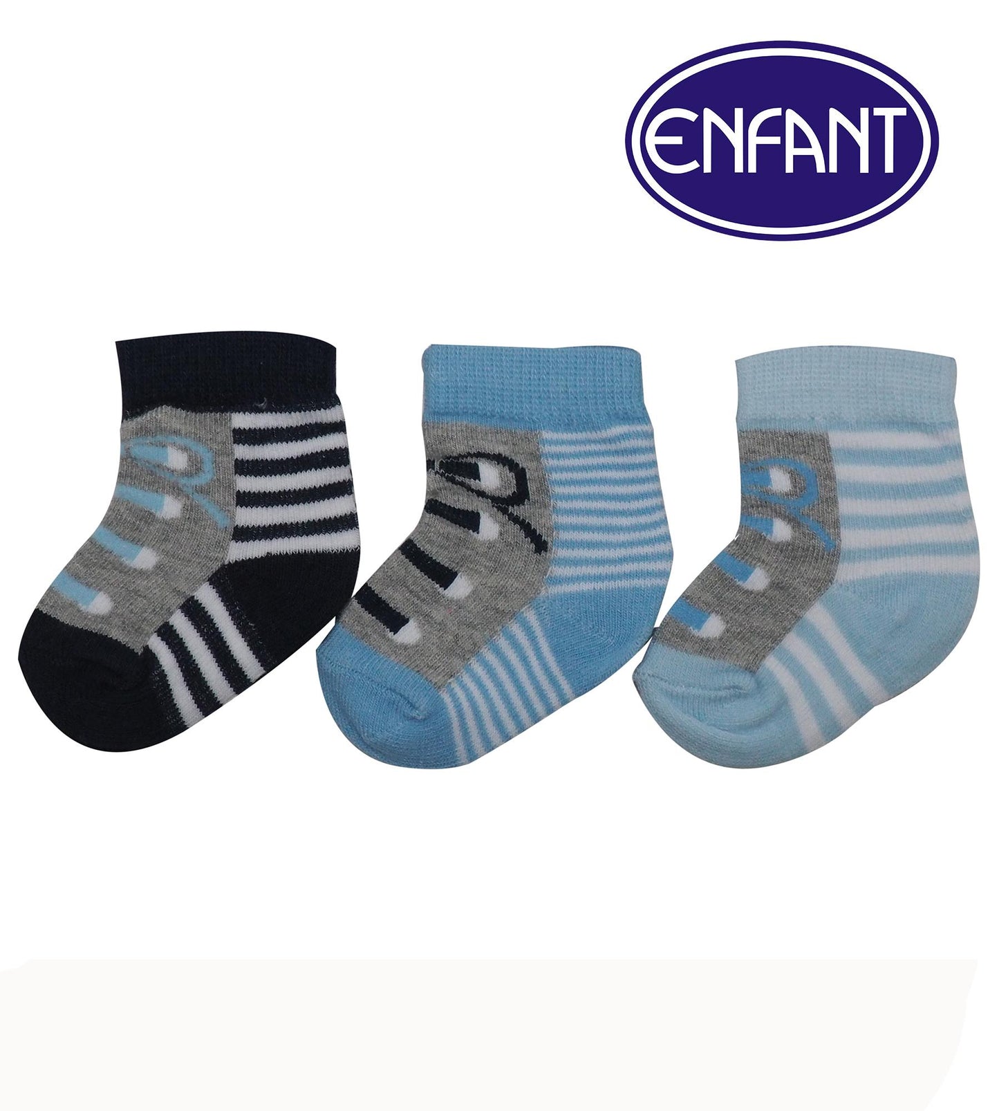 Enfant Baby Boys Socks for 0-6/6-12/12-24 months (3 PAIRS)