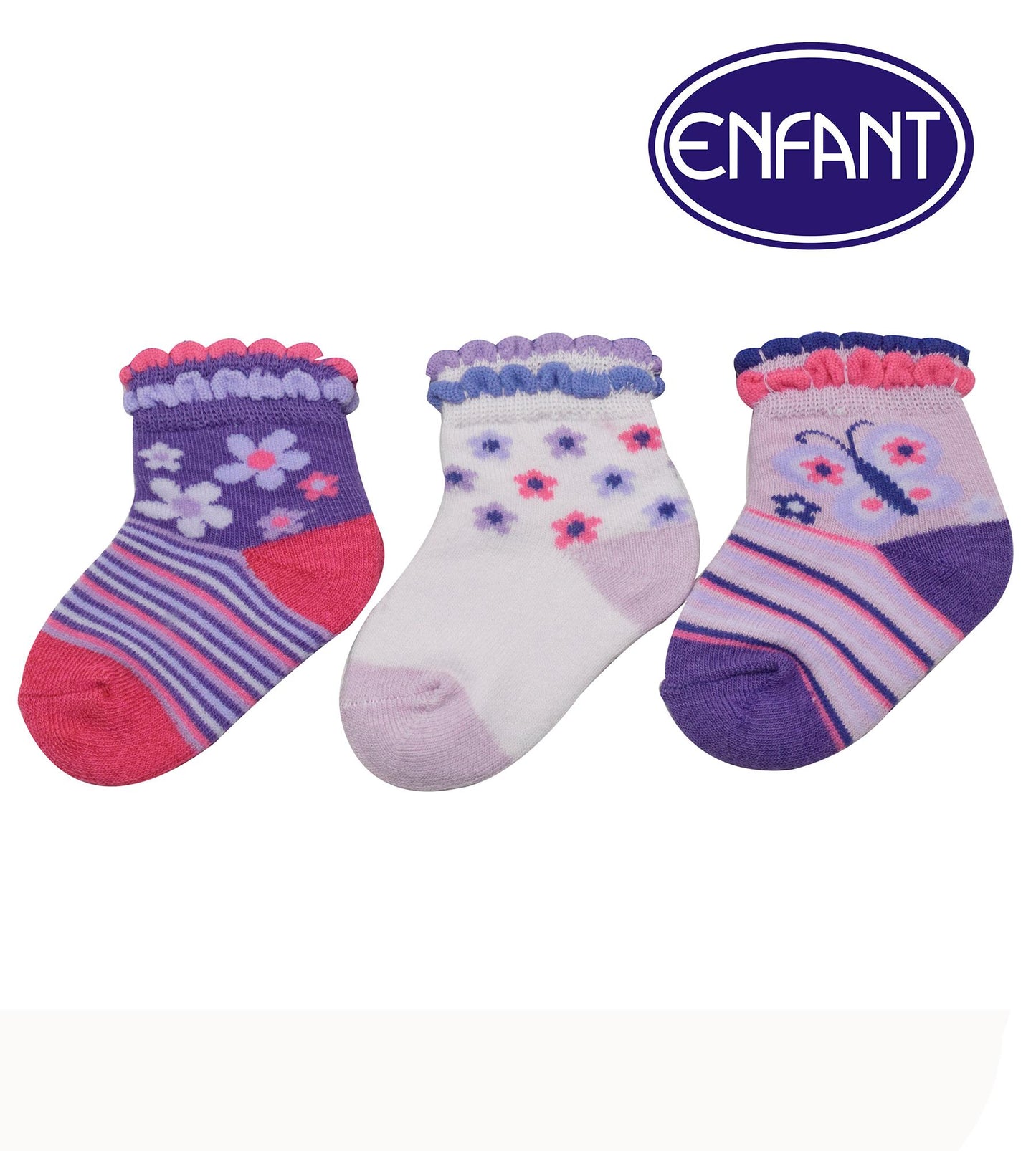 Enfant Baby Socks with cute flowers design set of 3