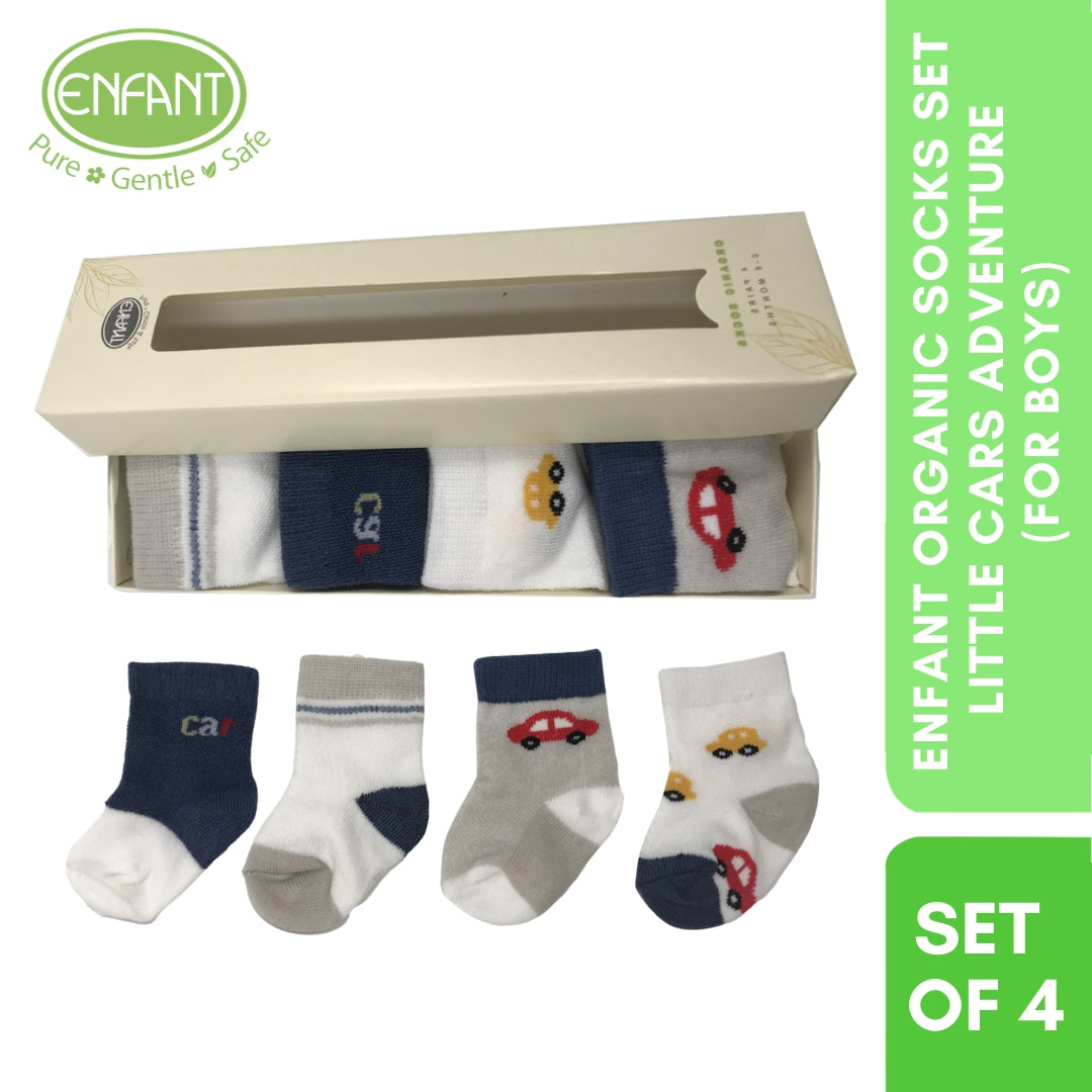 Enfant Socks Baby Socks Car design for 0-6 months ( 4 pairs )