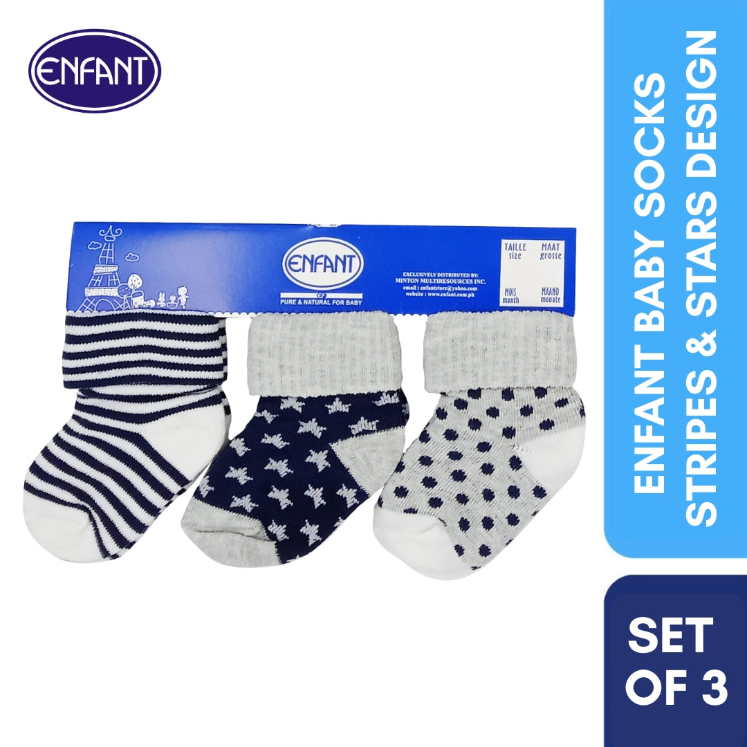 Enfant Baby socks set of 3 (black and gray)