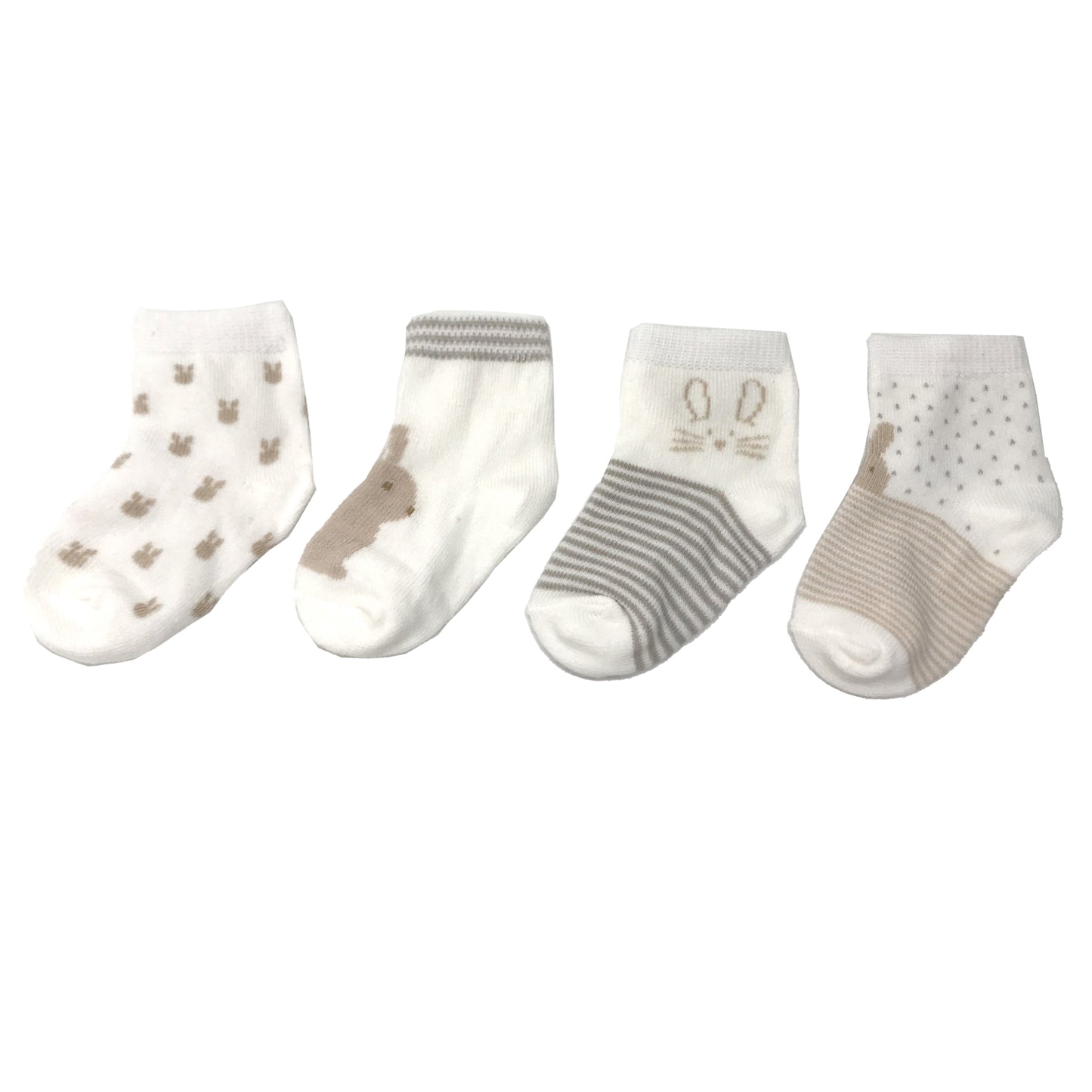 ENFANT ORGANIC SOCKS BABY SOCKS  WHITE RABBIT DESIGN FOR 0-6/ 6-12/ 12-18 (4 PAIRS )