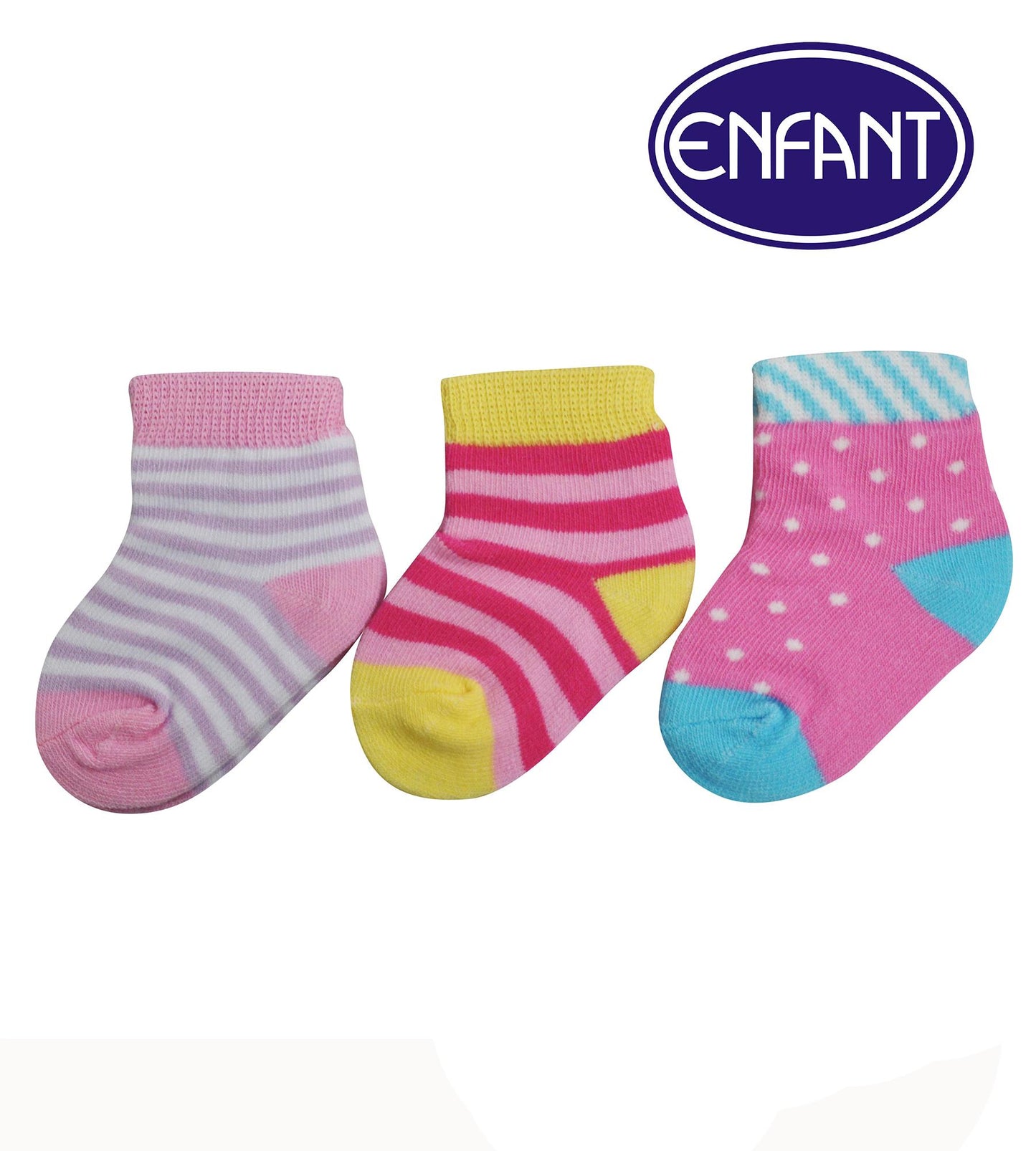 Enfant Baby Girl Socks Set of 3  (Pink)