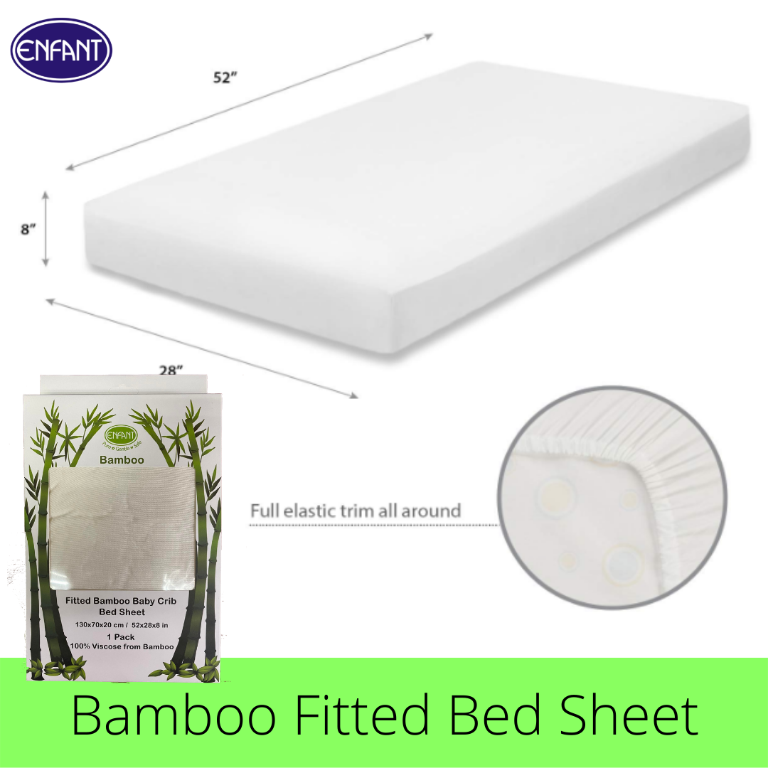 Enfant Bamboo Baby Crib Fitted Bedsheet 28-x52 - White Plain