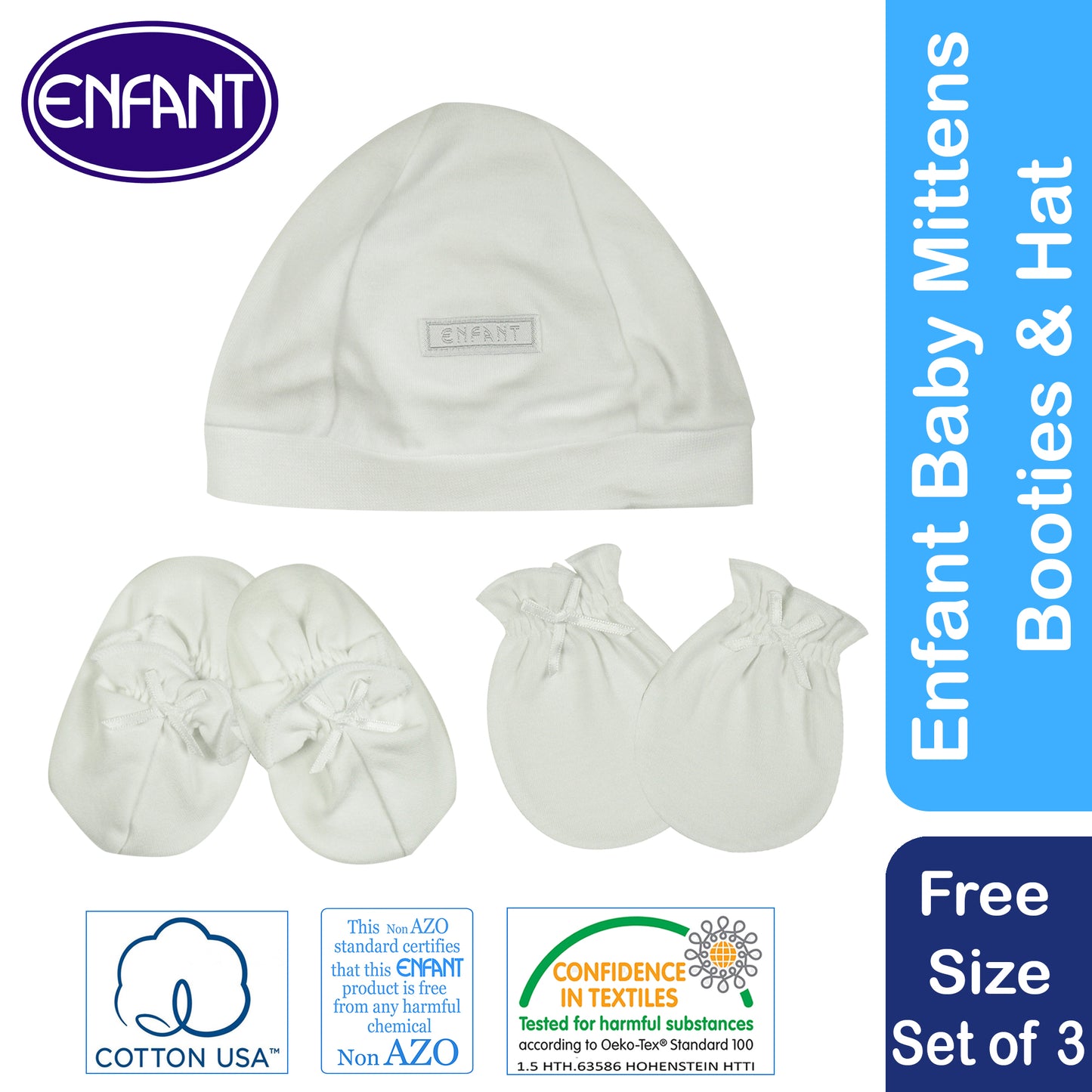 Enfant Newborn Baby Clothes Pajama Bundles Sets - Plain White, Pink, Blue   (Shirts, Pants, Mittens, Booties, Bib, Bonnet)