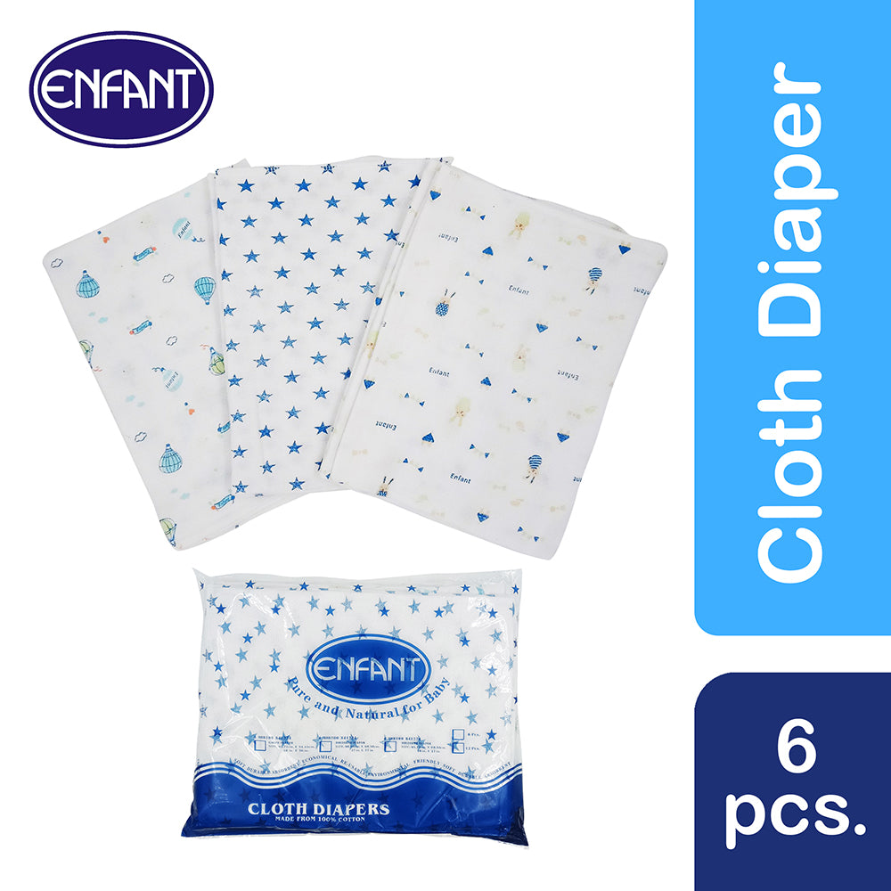 Enfant N301 with printed design - Birdseye Cloth Diaper (Baby Lampin) - Pack of 6