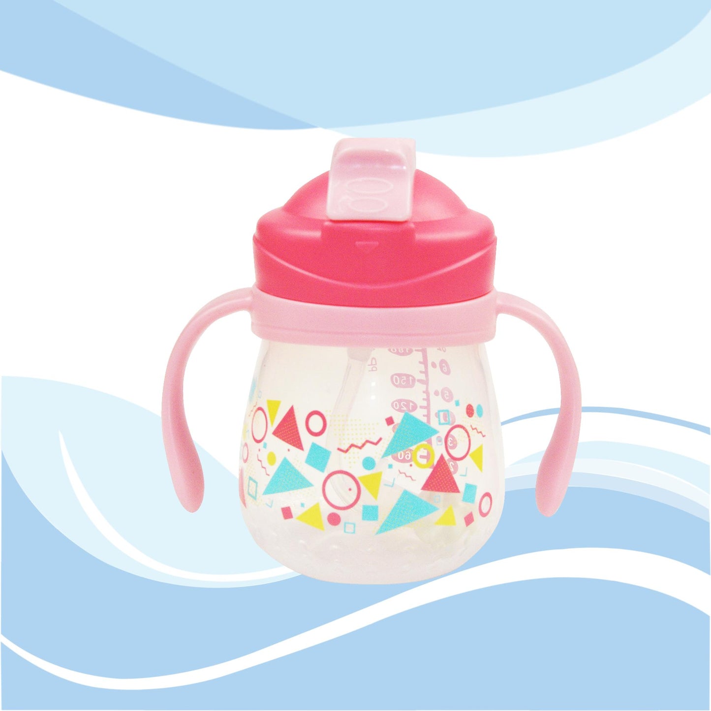 Enfant 200ml Drinking Cup Wide Neck PP Training Cup - with Handle and Silicone Straw