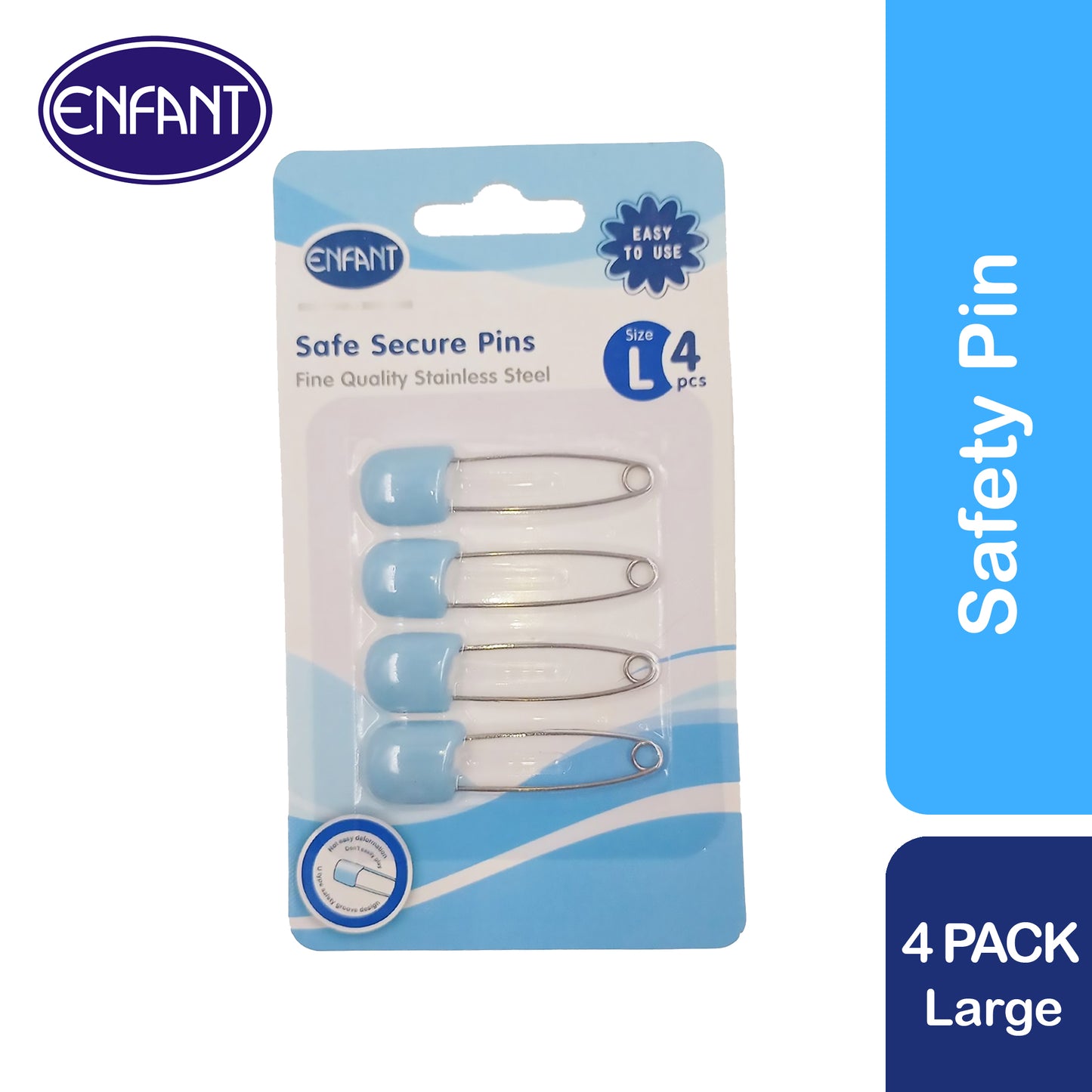 ENFANT BABY SAFE SECURE PINS or SAFETY PINS (Medium - 6pcs or Large - 4 pcs)