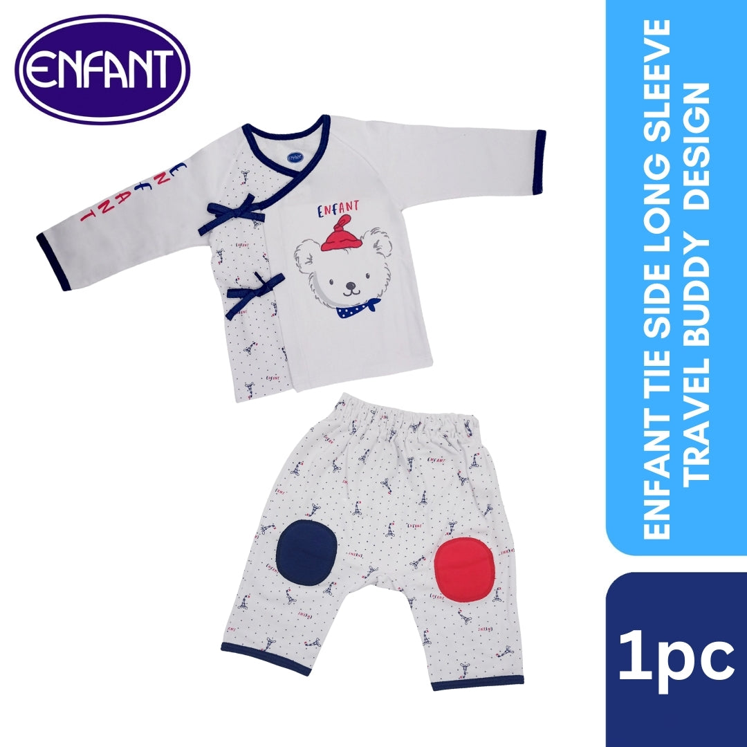 Enfant Tie Side Long Sleeve Shirt & Pants Travel Buddy Set 2023