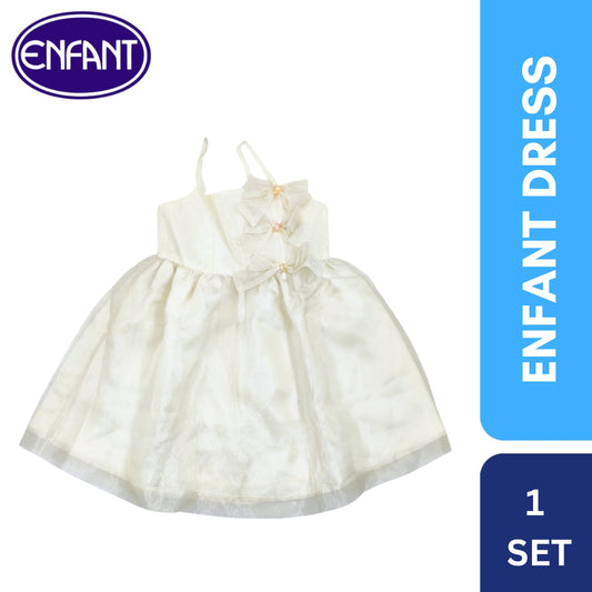 Enfant Dress Color Cream with Ribbon Design