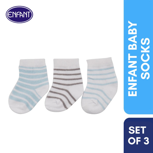 Enfant Baby Boy Socks with Stripe Design (White)