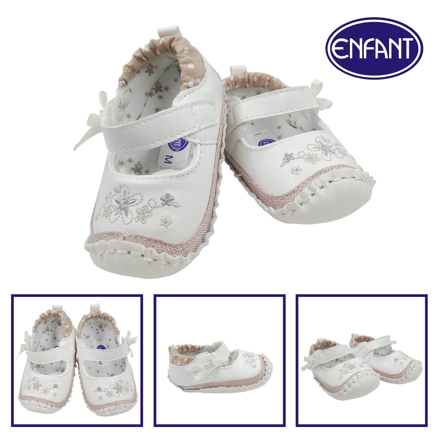 Enfant Baby Girl Shoes for 0-6/6-12/12-18 months