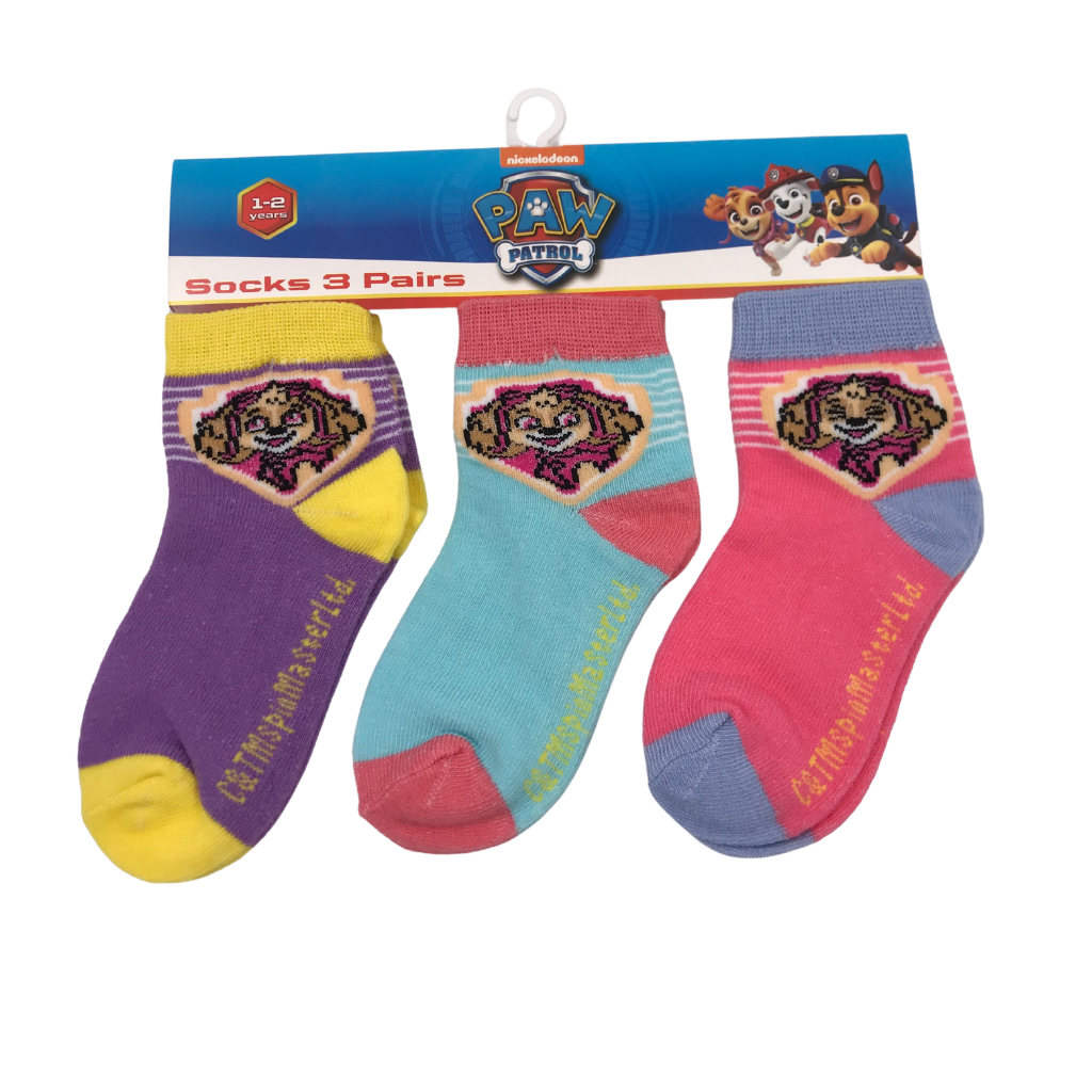 PAW PATROL SOCKS FOR GIRLS SOCKS SET OF 3 FOR 1-2/2-3/3-5 YEARS OLD