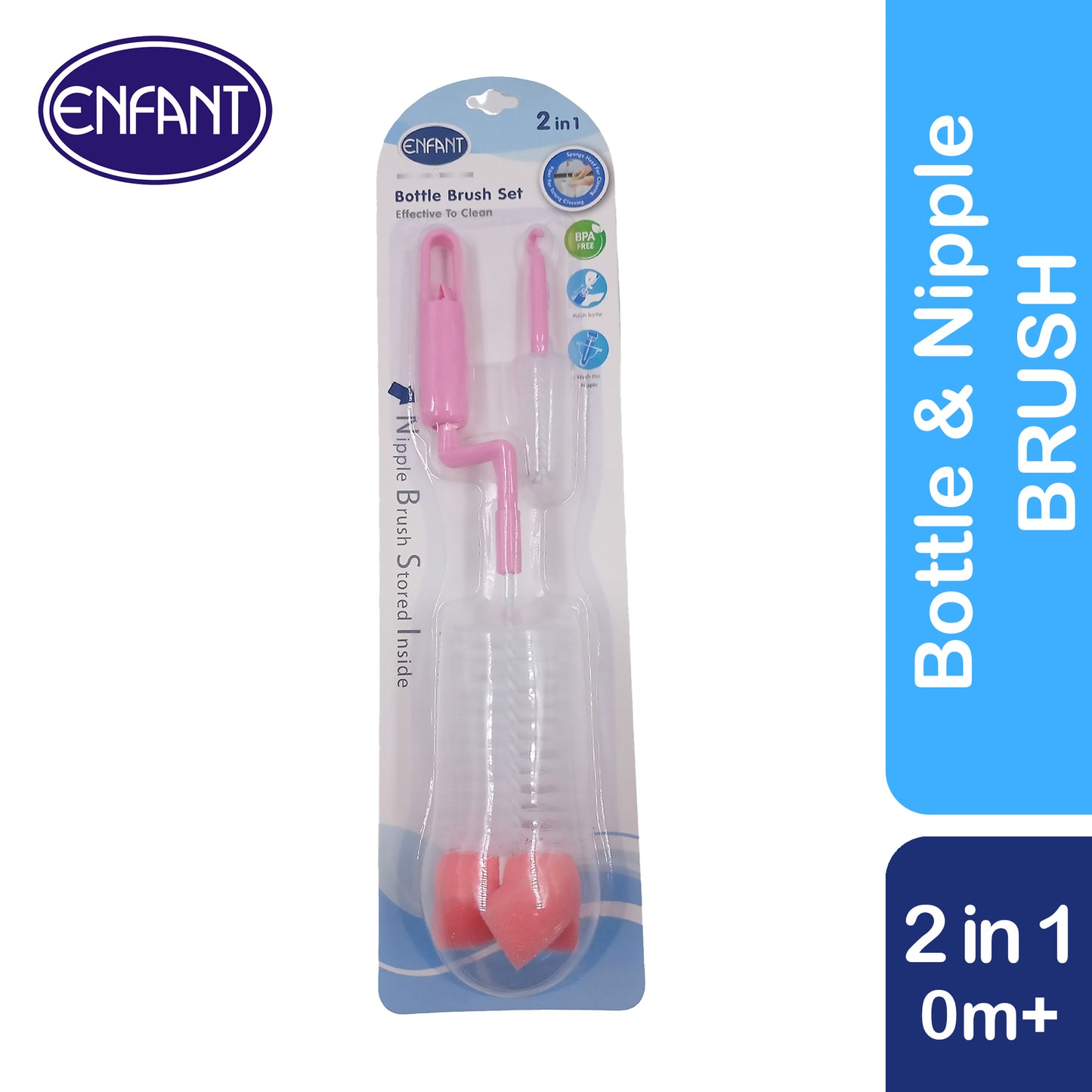 ENFANT ROLLING HANDLE BOTTLE AND NIPPLE BRUSH 2 IN 1