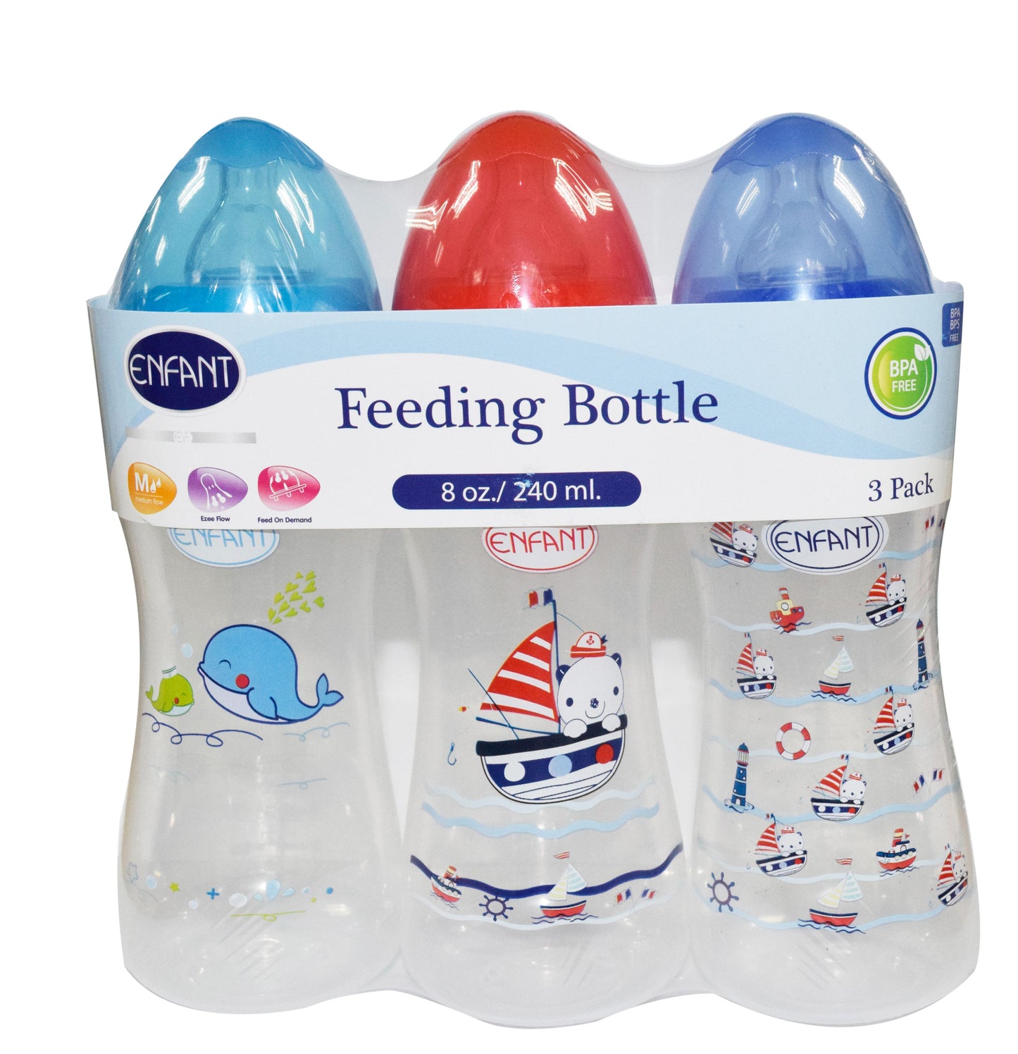 Enfant Feeding Bottles 8oz  Boy Pack of 3