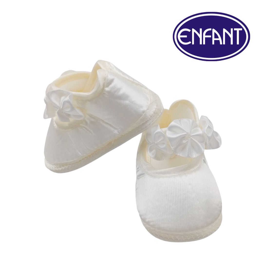 ENFANT BABY GIRL BAPTISMAL SHOES FLOWER DESIGN