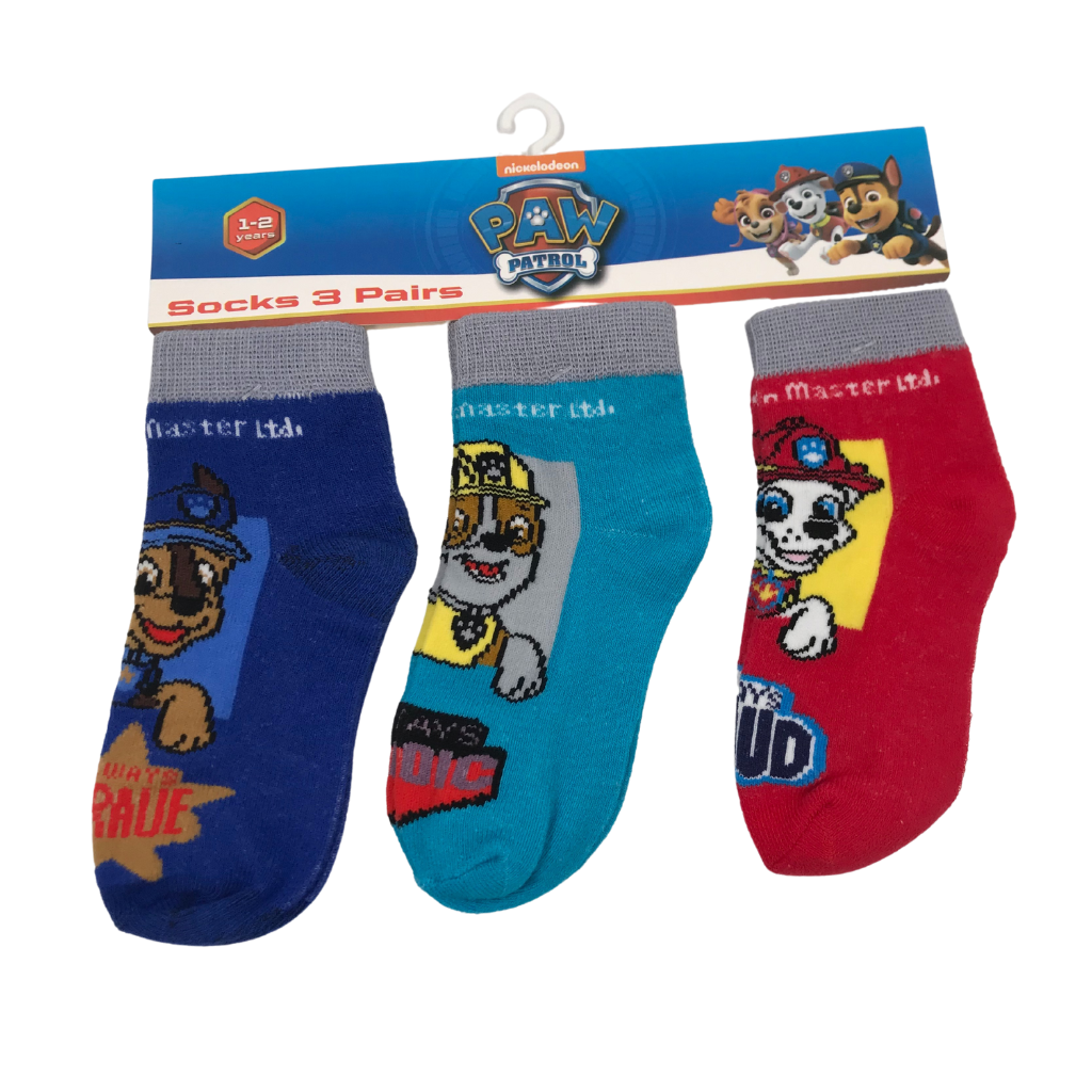 PAW PATROL SOCKS FOR BOYS SOCKS SET OF 3 FOR 1-2/ 2-3/ 3-5 YRS OLD