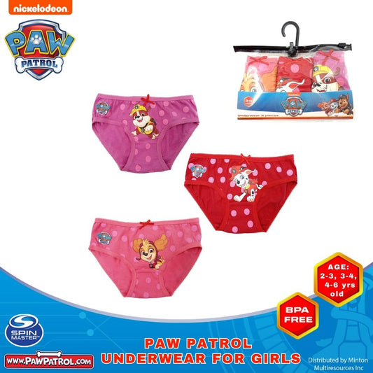 Paw Patrol Ggirls underwear  Kids Panty Toddler 2-3, 3-4, 4-6 yrs (3 pairs)