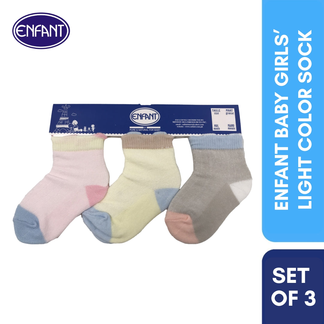 Enfant Organic Light Color Socks for 0-6/ 6-12/ 12-24 months