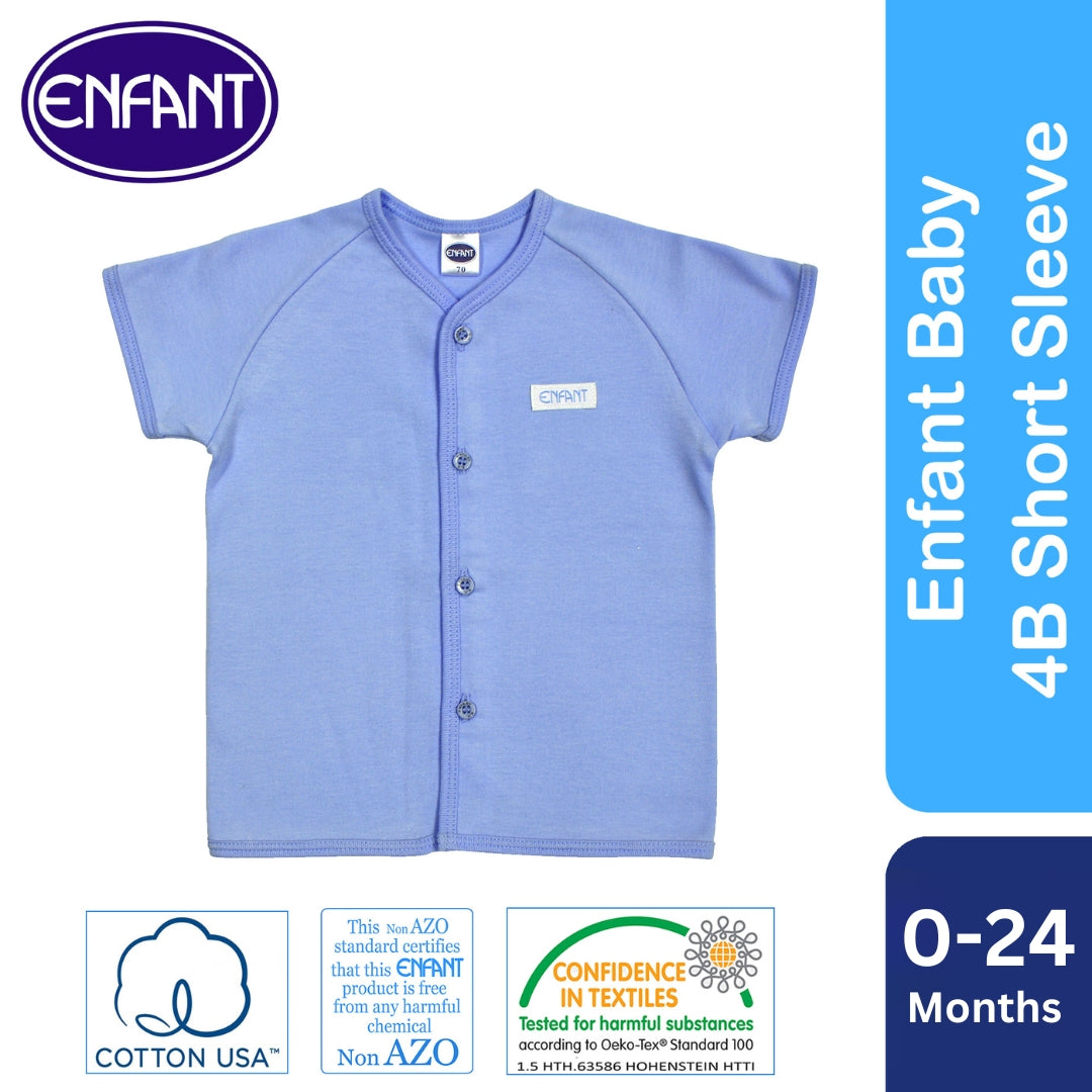 Enfant Short Sleeves  Shirt Button newborn Baby 100% cotton