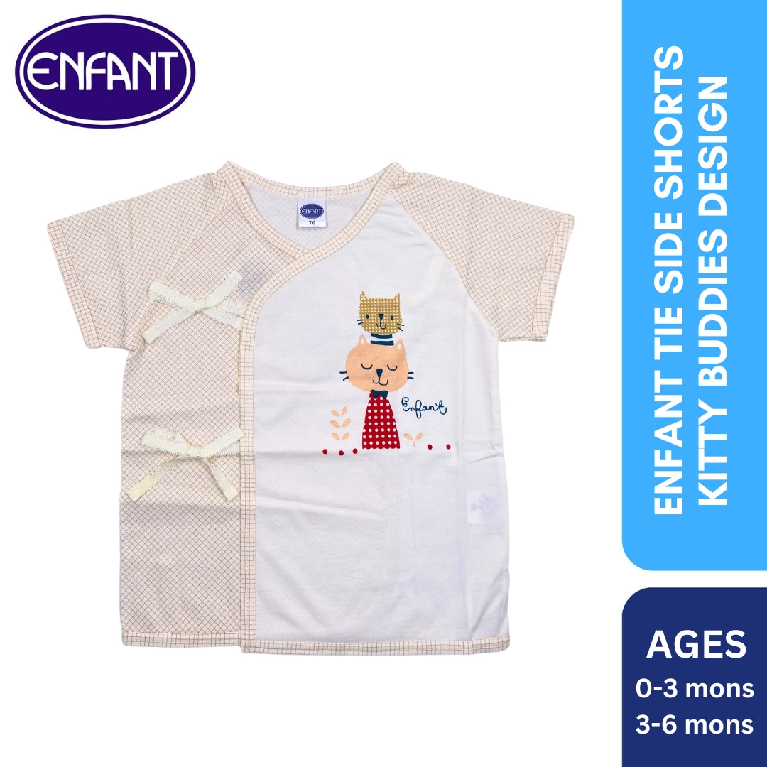 Enfant Tie Side Shorts Sleeves  Kitty Buddies design 2014