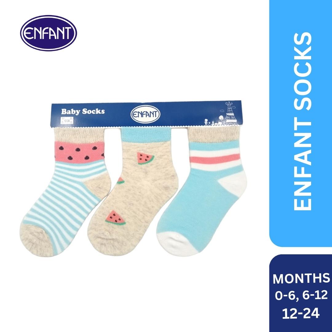 Enfant socks with watermelon design for 0-6/6-12/12-24 months (3 pairs)