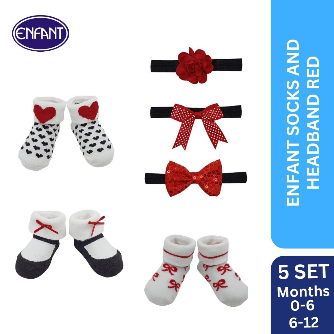 enfant baby socks and head band for baby girl ( 5 sets)