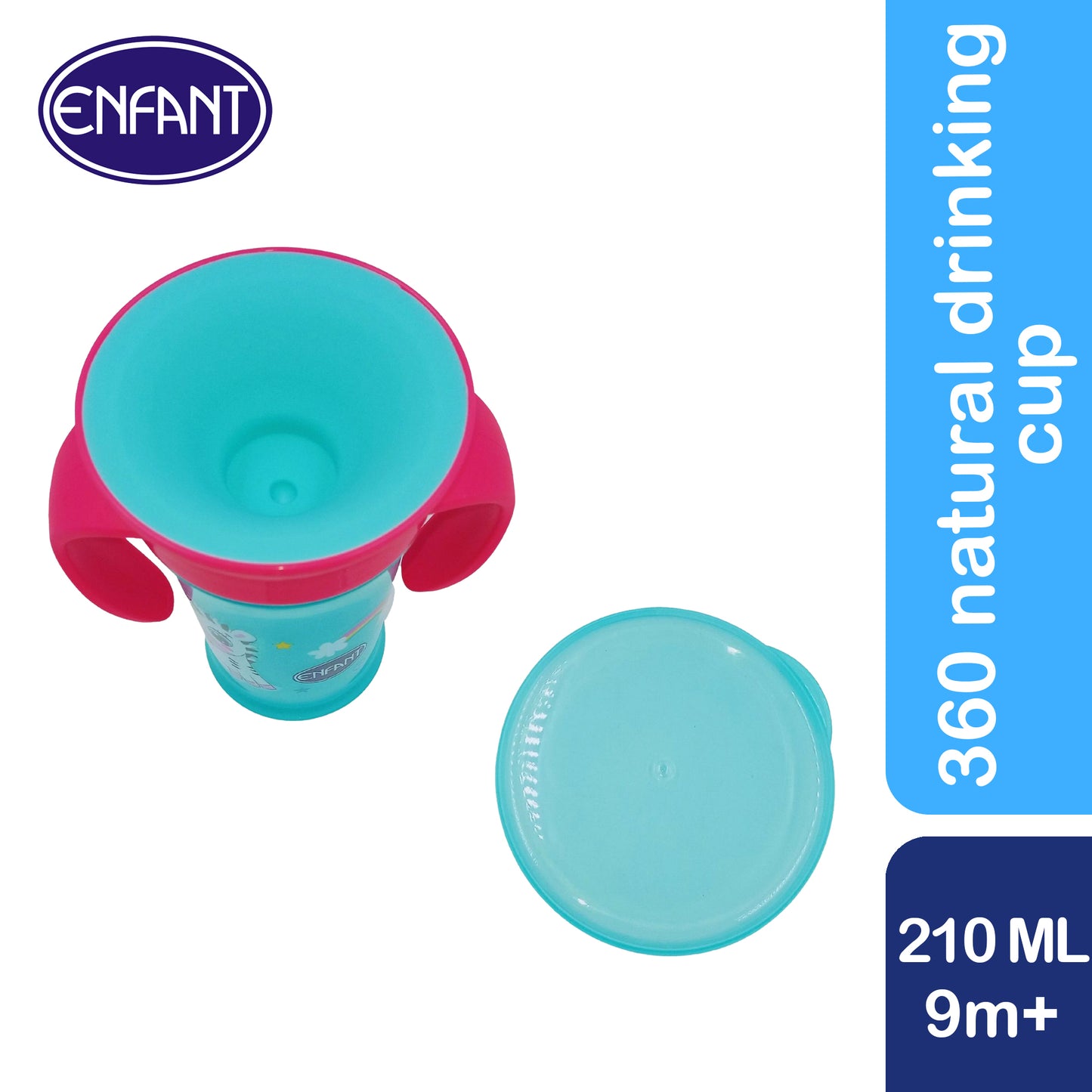 ENFANT NATURAL DRINKING CUP with double handle 360 degree with Cover