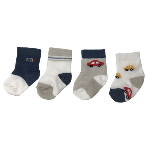 Enfant Socks Baby Socks Car design for 0-6 months ( 4 pairs )