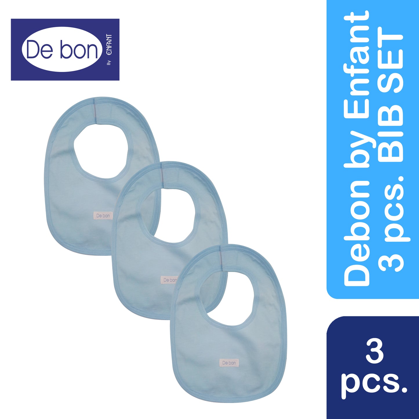 SALE Debon by Enfant Pack of  3 Baby Newborn 100% Cotton Bib ( White, Pink, Blue)