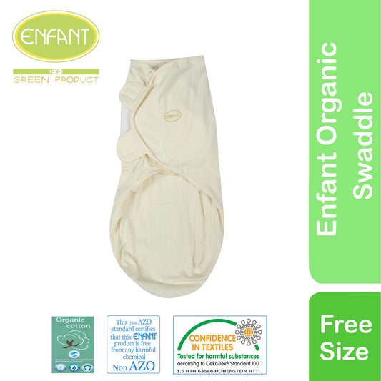 Enfant Organic Cotton Baby Newborn Swaddle Wrap with Velcro