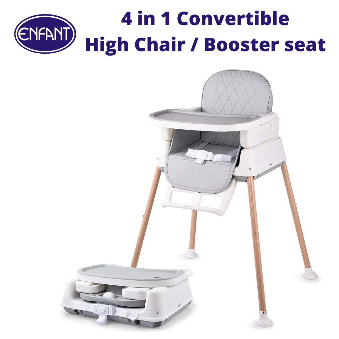 Enfant 4 in 1 Baby High Chair, Adjustable Convertible Baby High Chairs for Babies and Toddlers, Compact/Light Weight/Portable/Easy to Clean