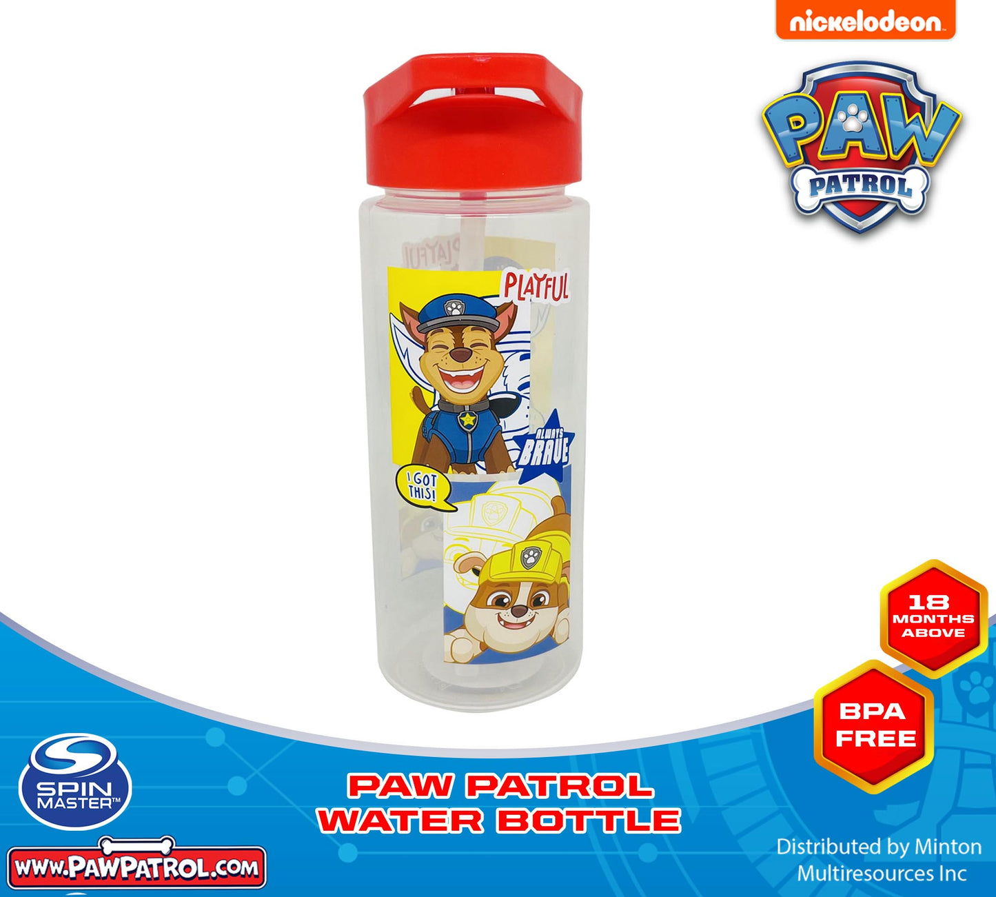 PAW PATROL WATER BOTTLE Straw opening FOR TODDLER and Kids