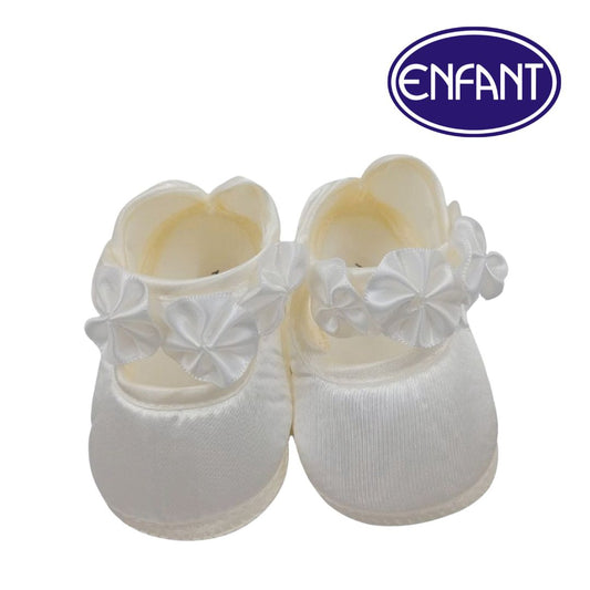 ENFANT BABY GIRL BAPTISMAL SHOES FLOWER DESIGN