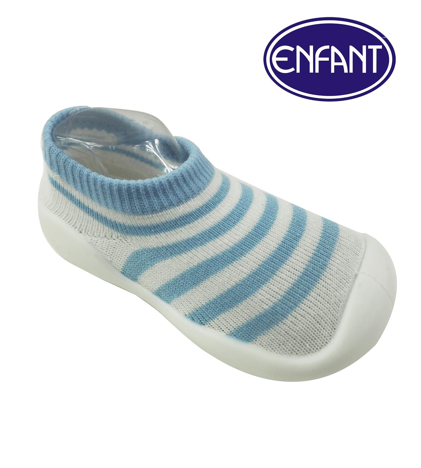 Enfant Baby Shoes Socks with Sole (Blue/Pink Stripes)