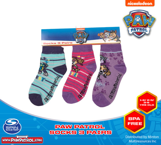 PAW PATROL SOCKS FOR GIRLS SOCKS SET OF 3 FOR 1-2/2-3/3-5 YEARS OLD