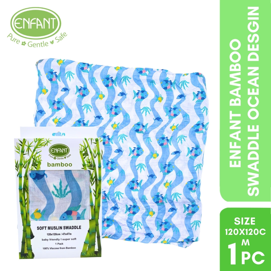 100% Bamboo Muslin Swaddle w/ Design