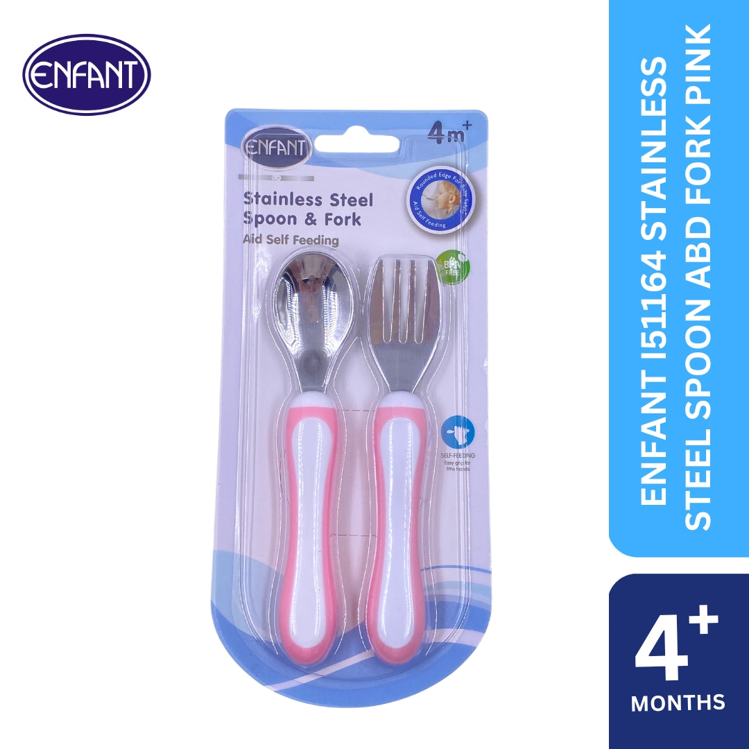ENFANT BABY STAINLESS SPOON AND FORK SET FOR EASY EATING