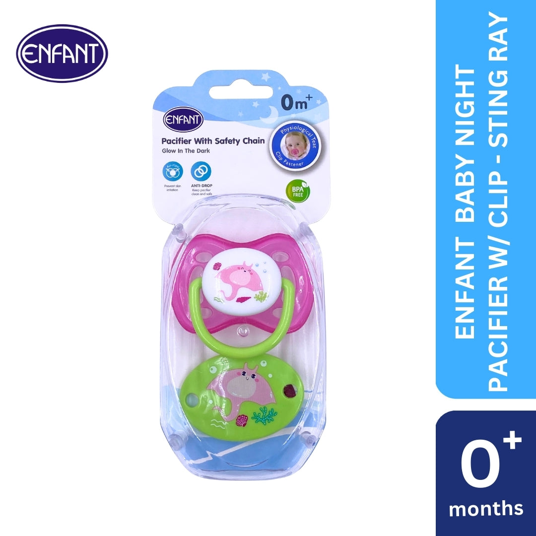 ENFANT BABY PACIFIER GLOW IN THE DARK WITH CLIP ON LANYARD