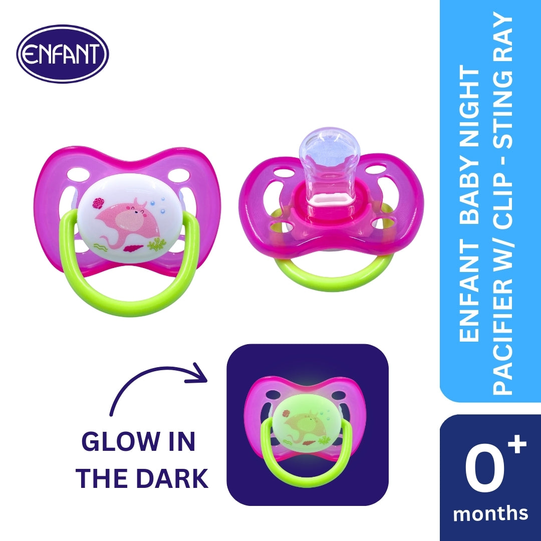 ENFANT BABY PACIFIER GLOW IN THE DARK WITH CLIP ON LANYARD