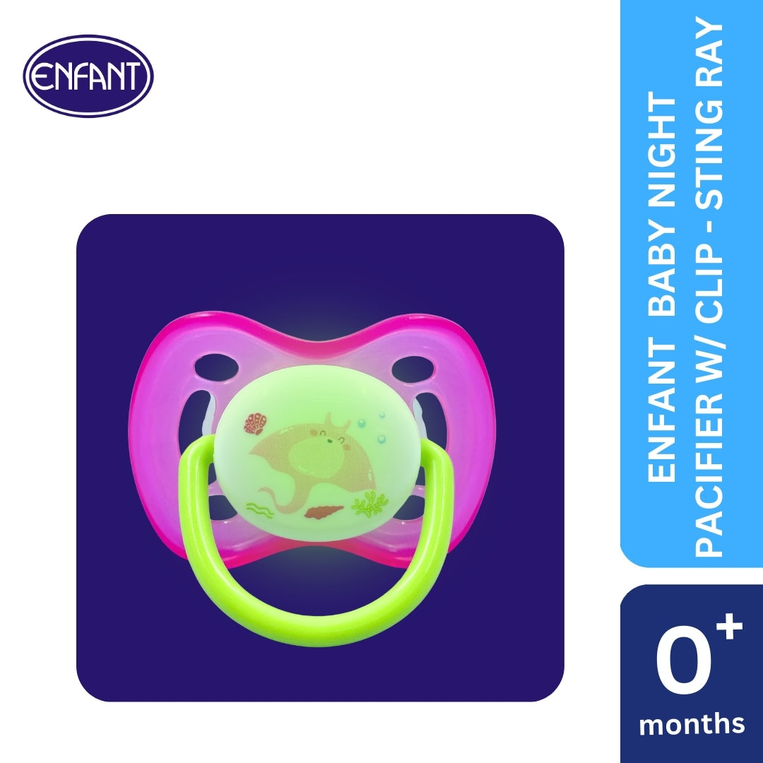 ENFANT BABY PACIFIER GLOW IN THE DARK WITH CLIP ON LANYARD