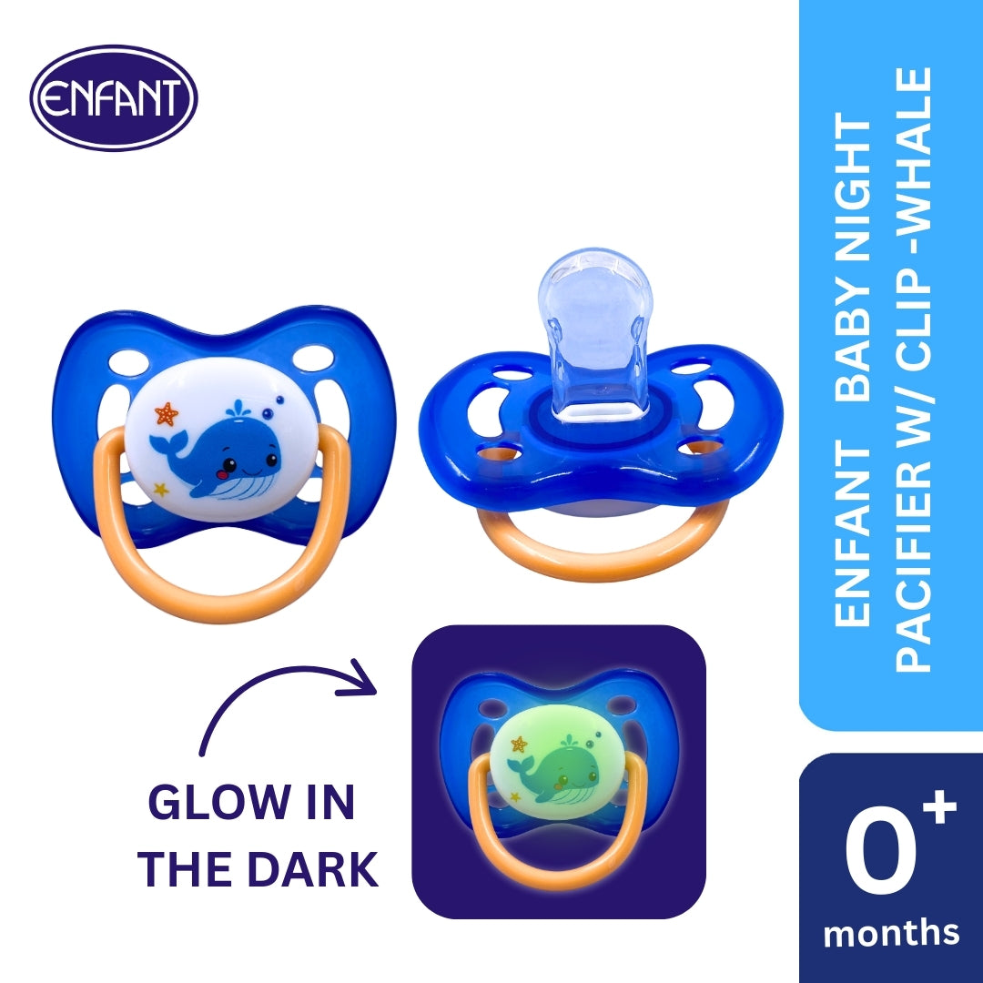 ENFANT BABY PACIFIER GLOW IN THE DARK WITH CLIP ON LANYARD