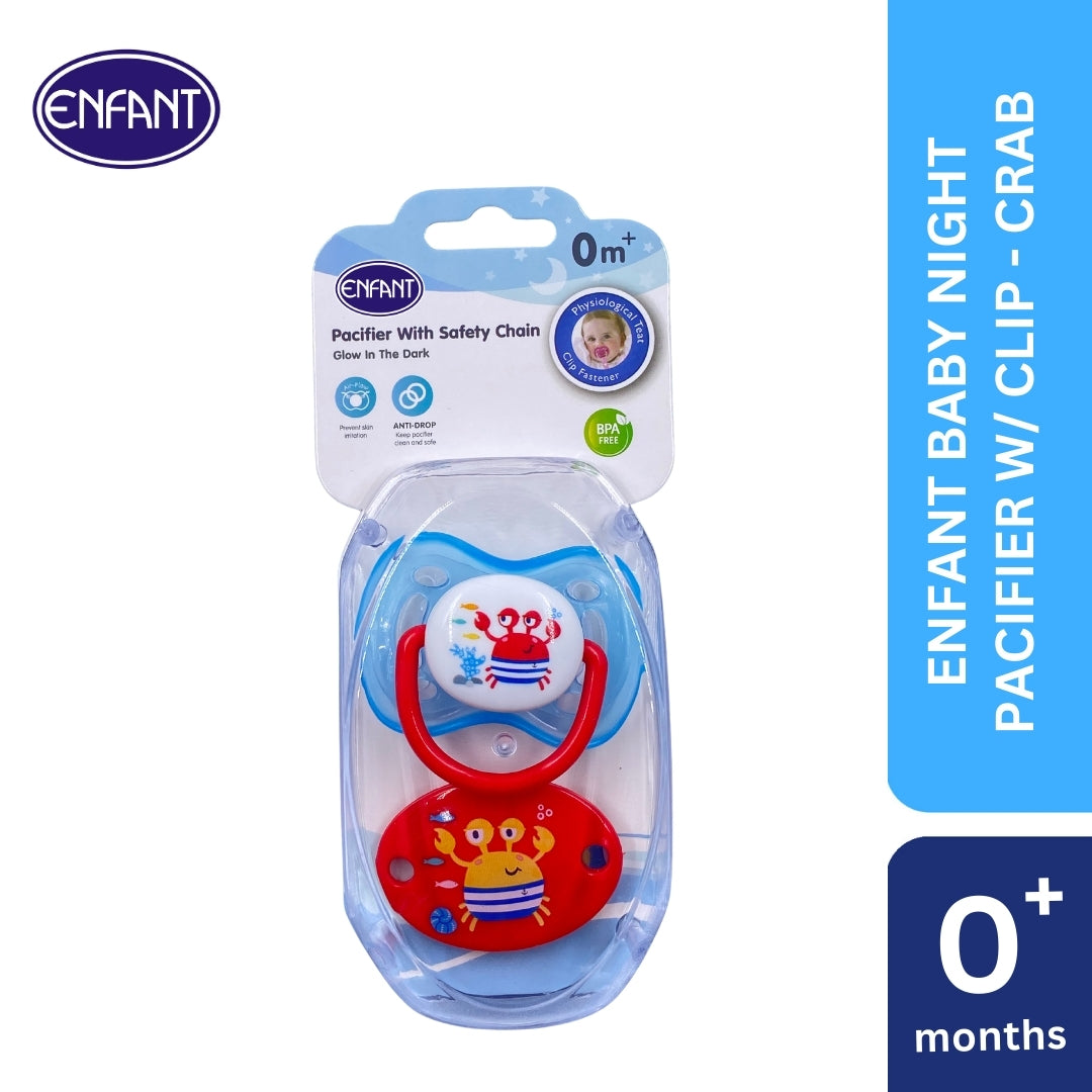 ENFANT BABY PACIFIER GLOW IN THE DARK WITH CLIP ON LANYARD